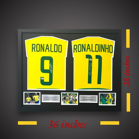 Ronaldo And Ronaldinho Hand Signed Brazil Shirts Dual Framed £899 With COA1