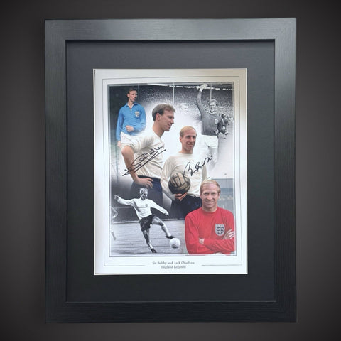 Sir Bobby Charlton & Jack Charlton  Dual Signed Framed England Photo £79.990