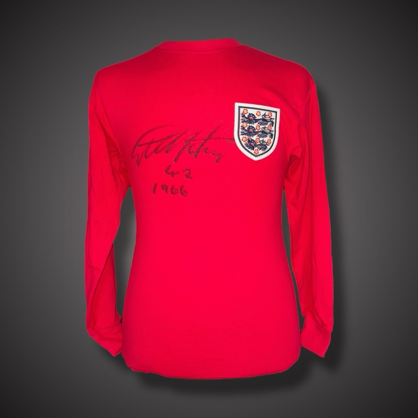 Geoff Hurst England 1966 Red Shirt Signed & Inscribed 4-2 1966 by geoff £1990