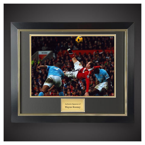 Framed Manchester United Wayne Rooney Over Head Kick Photo Hand Signed £104.990