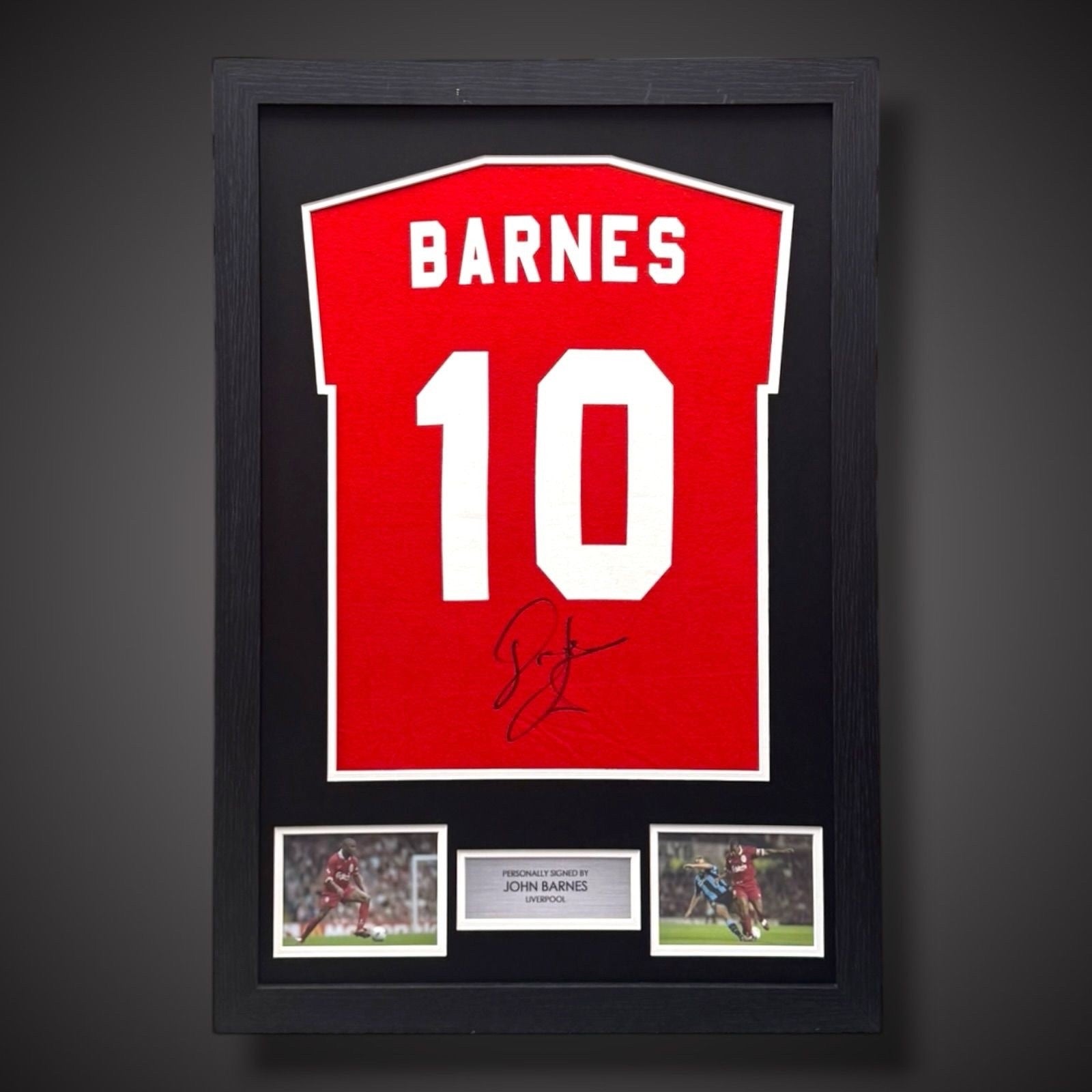 Framed John Barnes Hand Signed Liverpool Number 10 Football Shirt With COA £2590