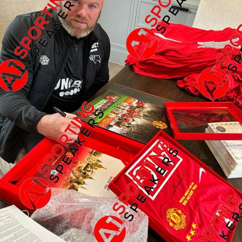 Wayne Rooney Ltd Edition Signed In Gold Stats Football Boot & Acrylic Case £19914