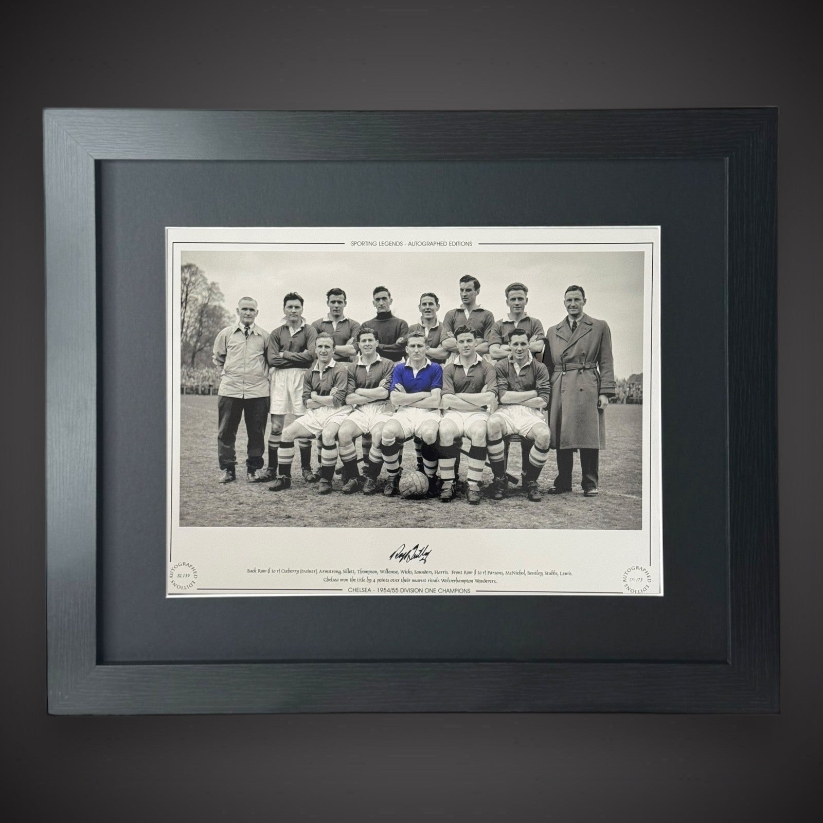 FRAMED Roy Bentley Chelsea 1954/55 Divison One Champions Signed Photo £450