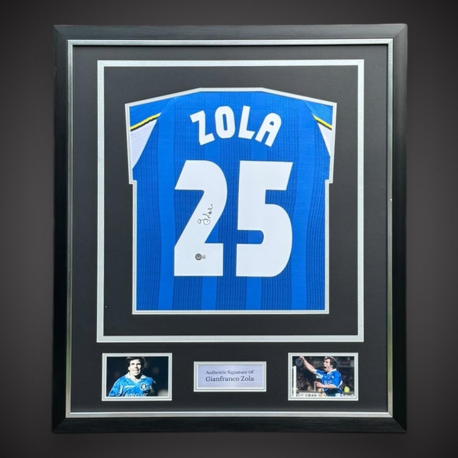 Gianfranco Zola Deluxe FramedSigned 1997/99 Chelsea Football Shirt With COA £3490