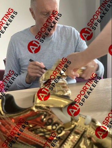 Sir Geoff Hurst Hand Signed Football Boot- 1966 Gold In A Acrylic Case £1252