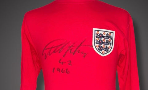 Framed Geoff Hurst England 1966 Red Shirt Signed & Inscribed 4-2 1966 £2991