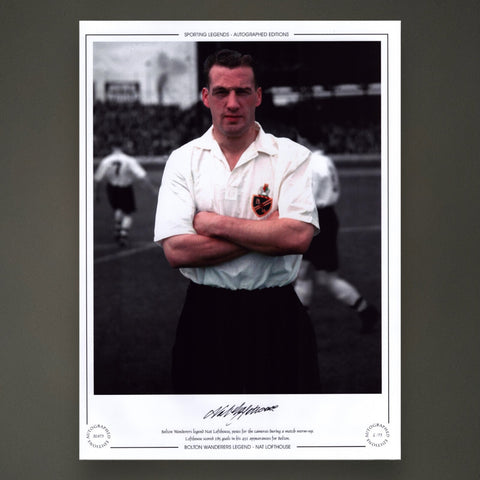 Framed BOLTON WANDERERS LEGEND - NAT LOFTHOUSE SIGNED  PHOTO £39.99 16X201