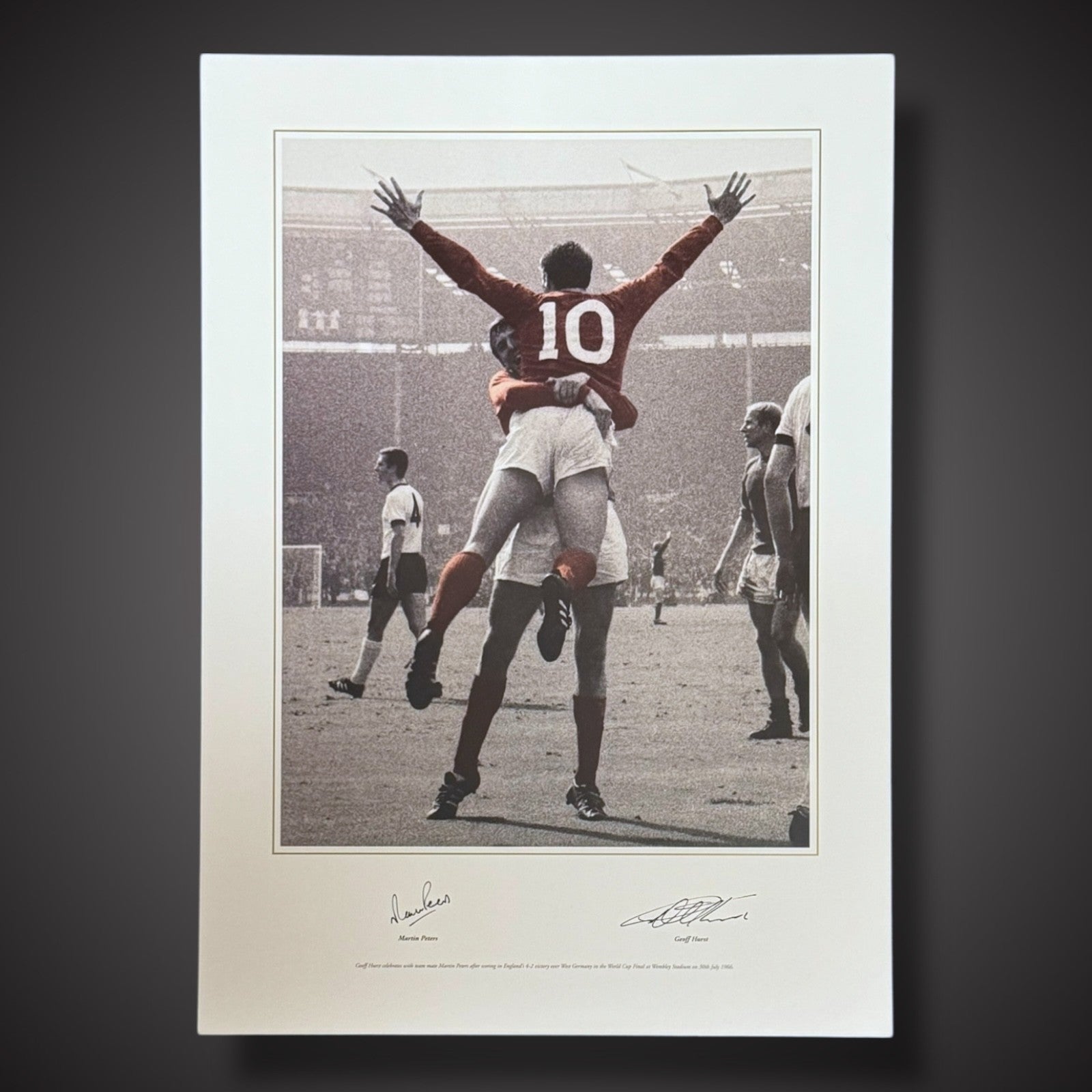 Sir Geoff Hurst & Martin Peters A2 Size Hand Signed Goal Celebration Photo £350