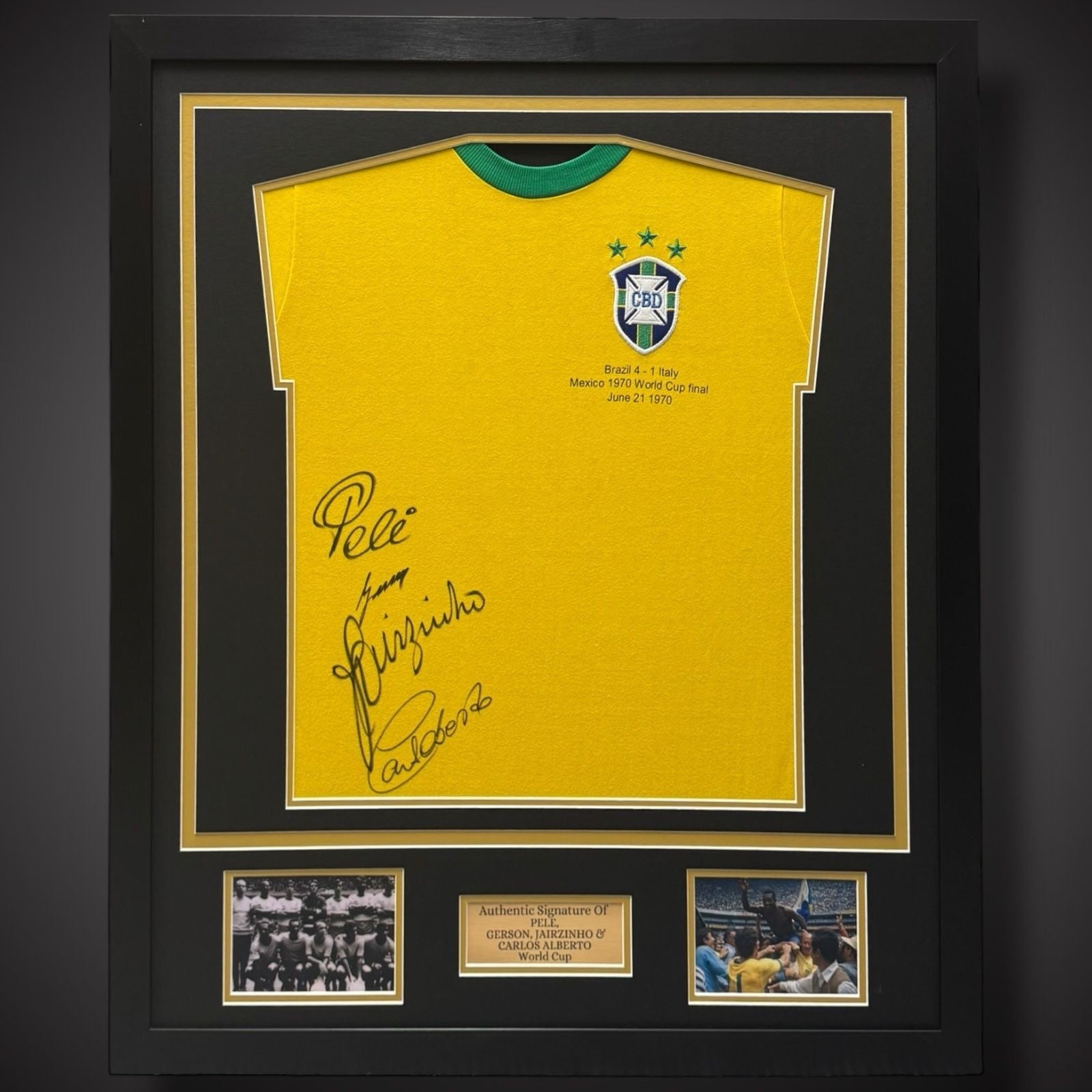 Brazil 1970 Shirt Signed by: PELE, GERSON, JAIRZINHO & CARLOS ALBERTO £11500