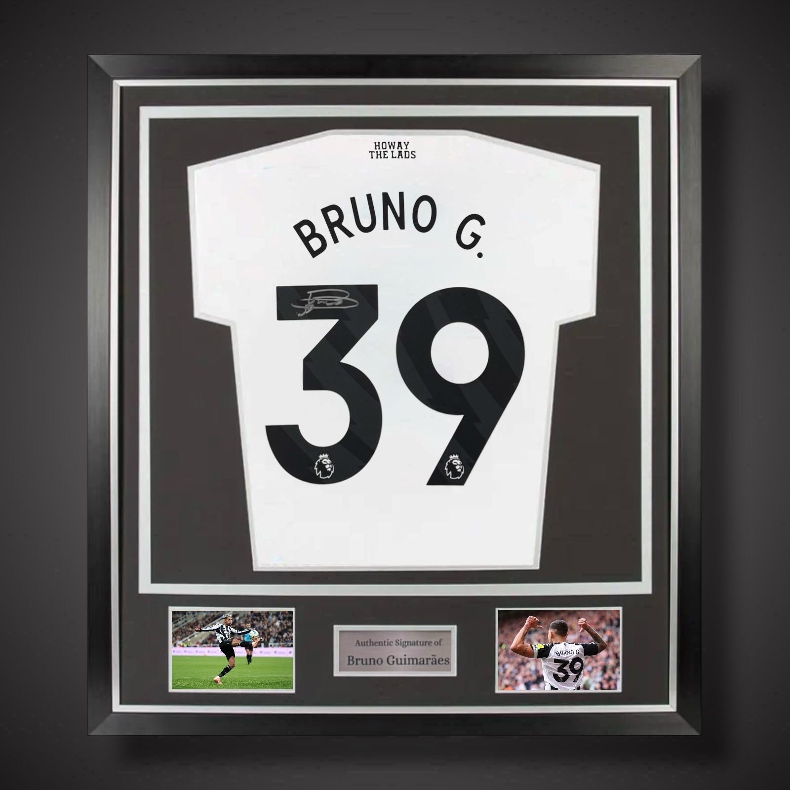 Bruno Guimaraes Hand Signed Silver Deluxe Frame Newcastle Football Shirt £2990