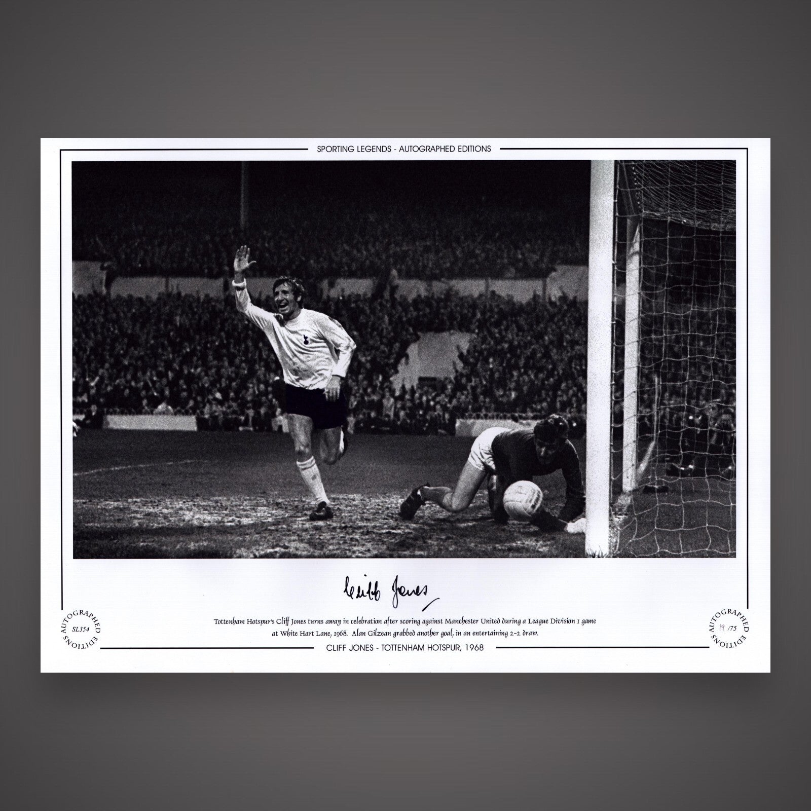 Tottenham Hotspur Cliff Jones 1968 Hand Signed Photo £250