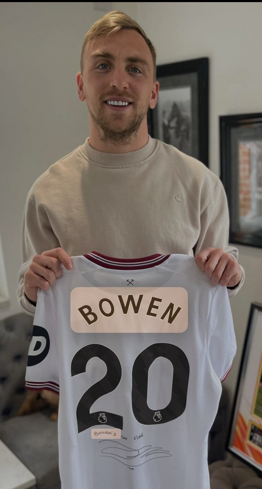 Framed Jarrod Bowen ‘Bowens On Fire’  Signed West Ham Shirt With COA £2753