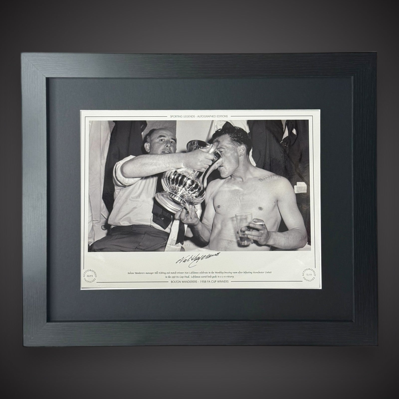 Framed Nat Lofthouse Bolton Wanderers 1958 Hand Signed Photo £39.99 16X200