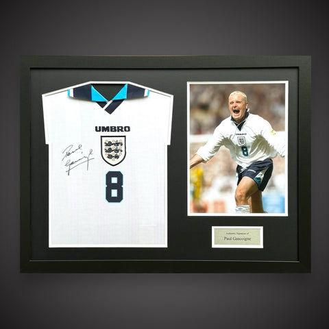 Paul Gascoigne Hand Signed And Framed England Shirt With Photo £299  With COA0