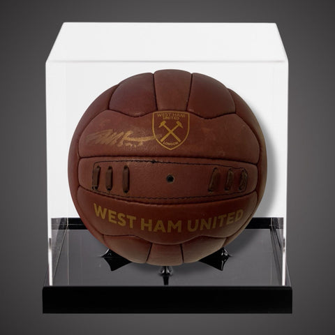 West Ham- Sir Geoff Hurst Signed Ball With COA In A Acrylic Display Case £1450