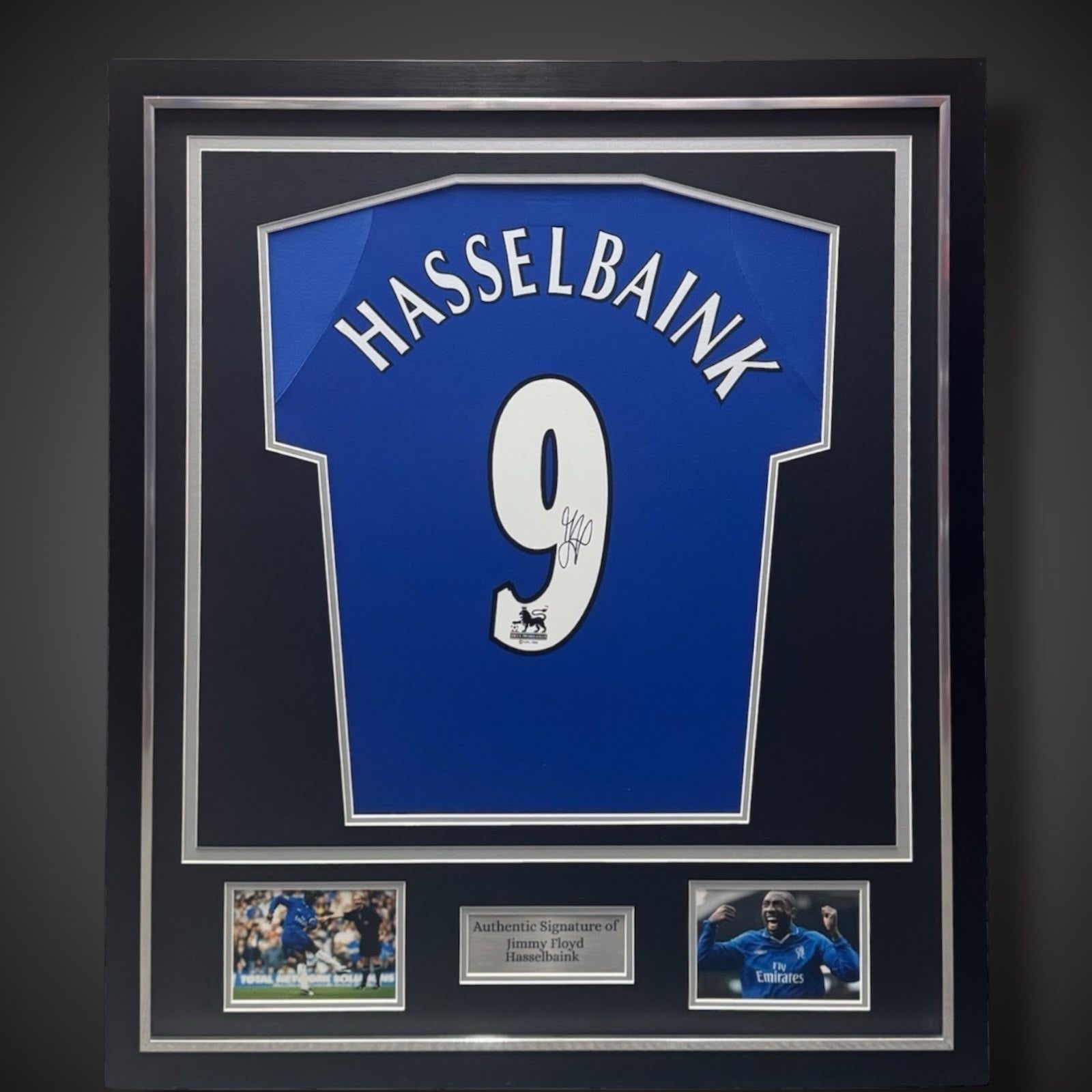 Jimmy Floyd Hasselbaink Hand Signed Chelsea Football Shirt  £349 Deluxe Framed0