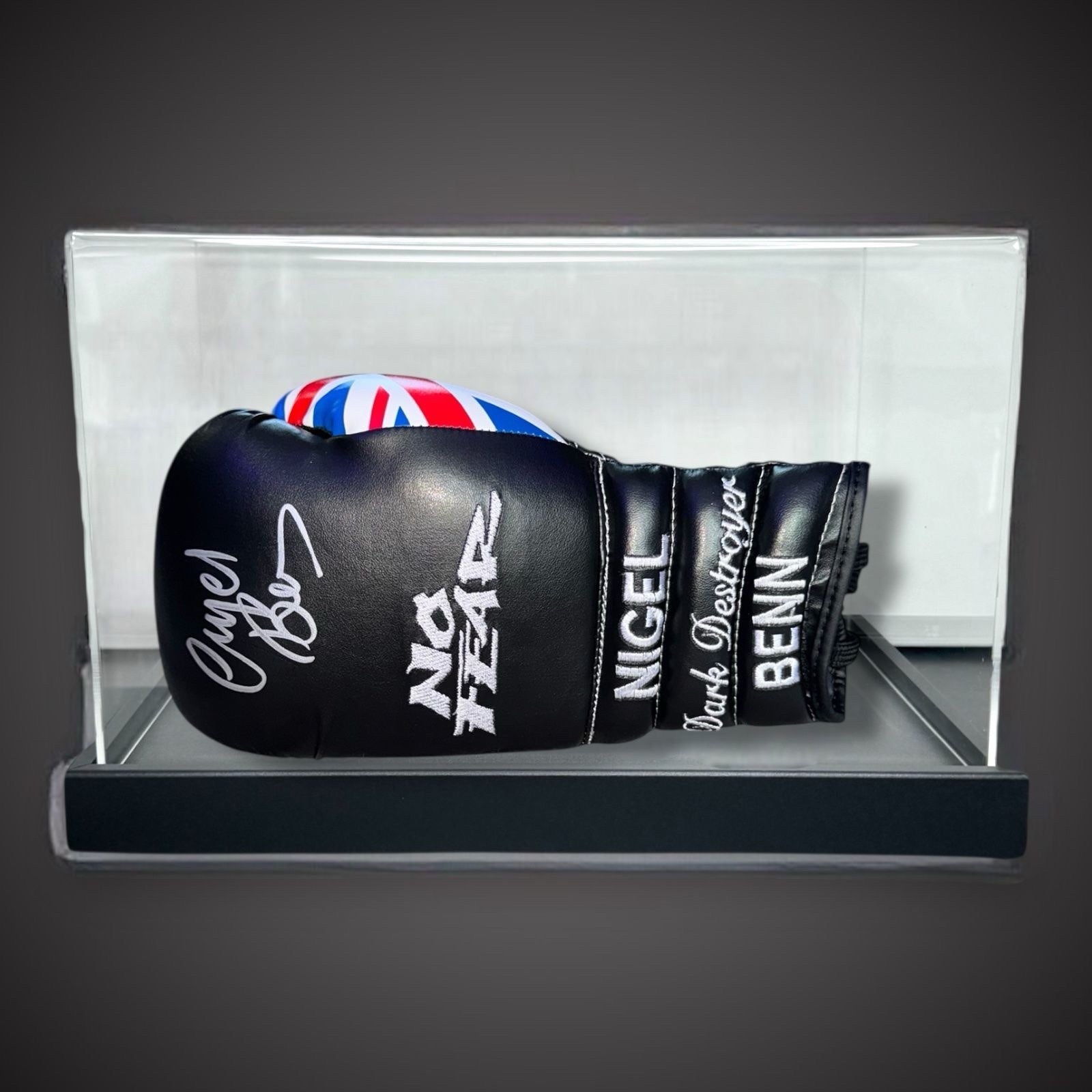 Nigel Benn ‘Dark Destroyer’ Signed Boxing Glove With COA  Ina. Acrylic Case £1990