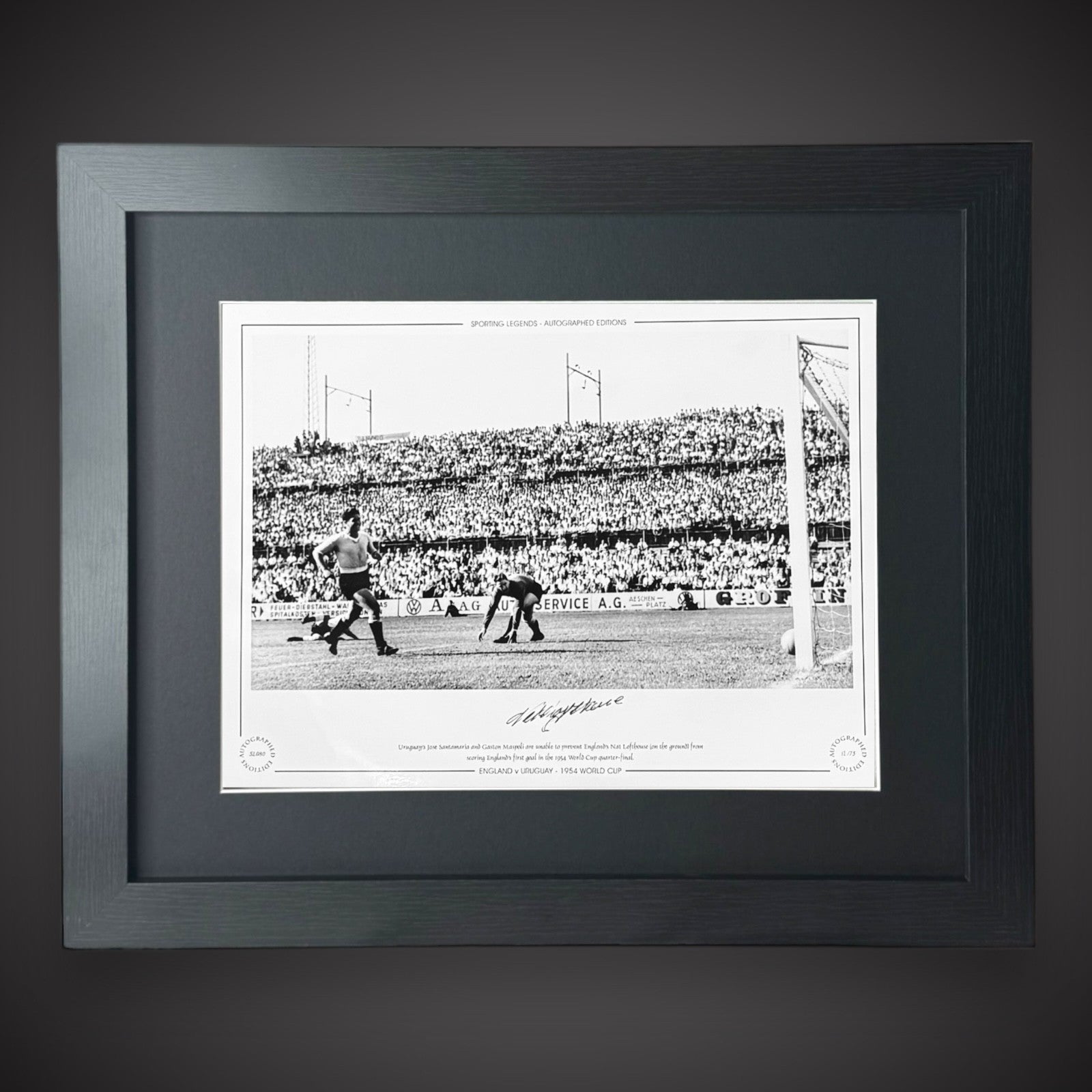FRAMED Nat Lofthouse England V Uruguay 1954 World Cup Signed Photo £45 16X120