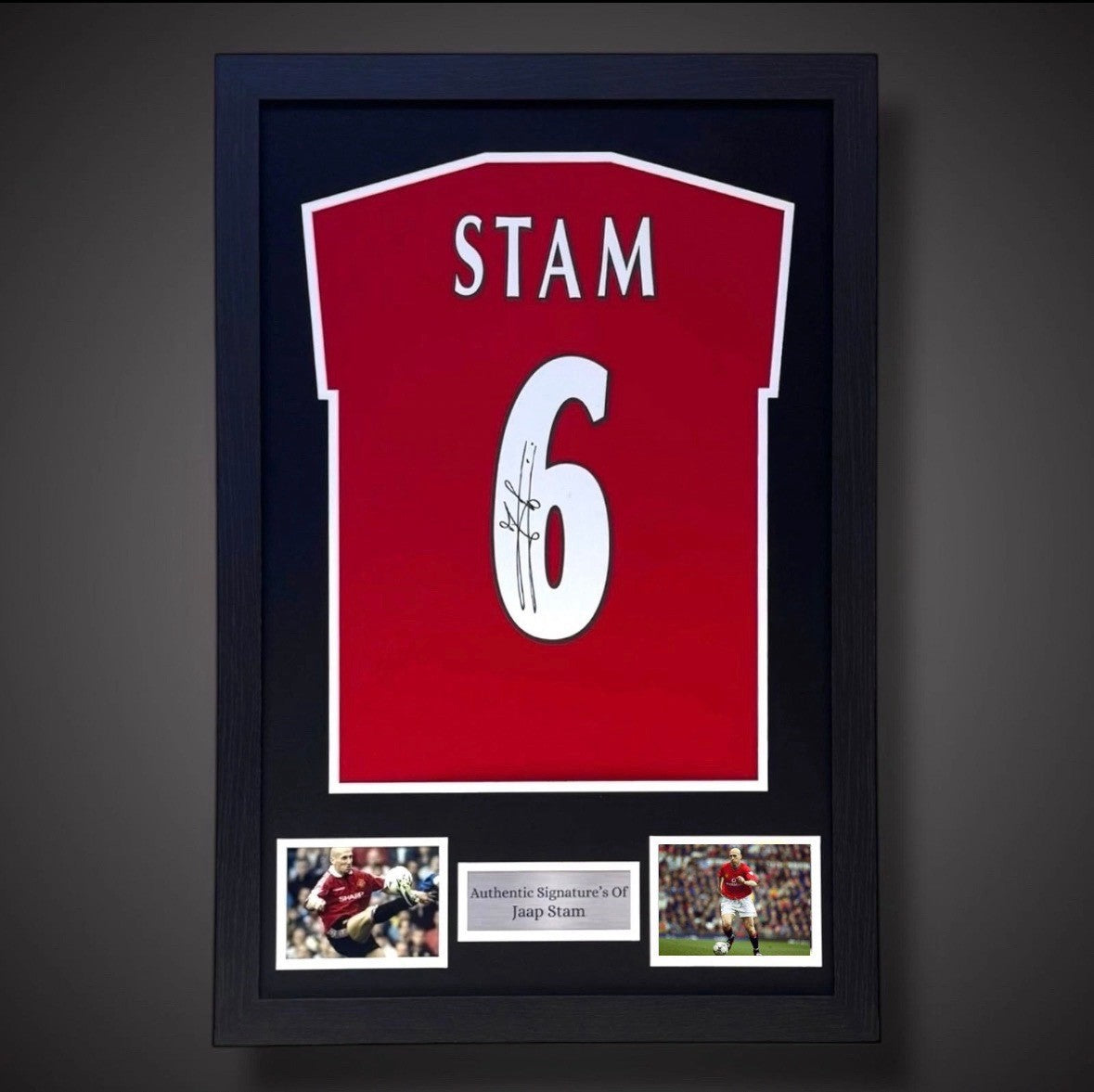 Framed Jaap Stam Hand Signed Manchester Untied Football Shirt £3940