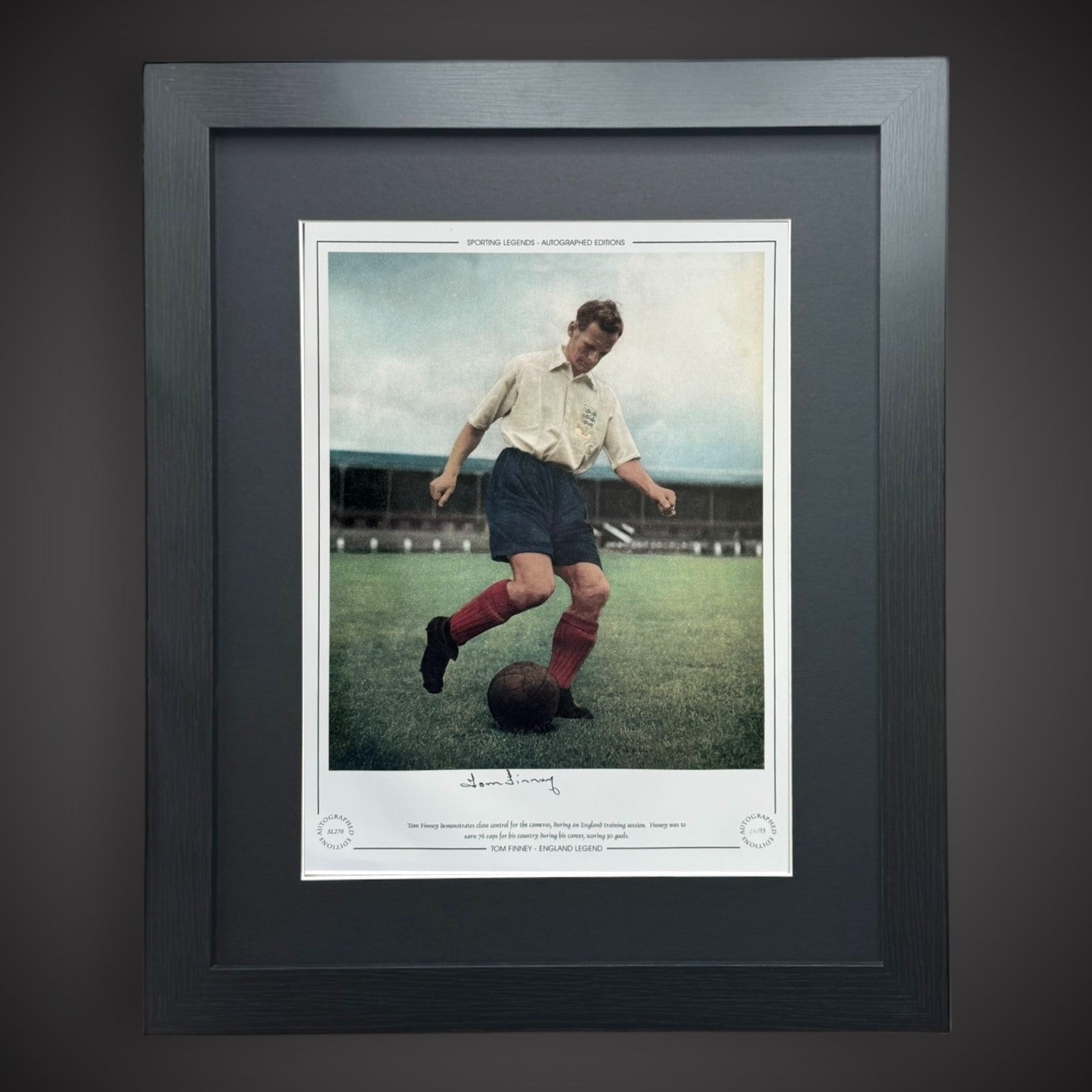 Framed Tom Finney Hand Signed Photo England Legend  £44.99 16X200