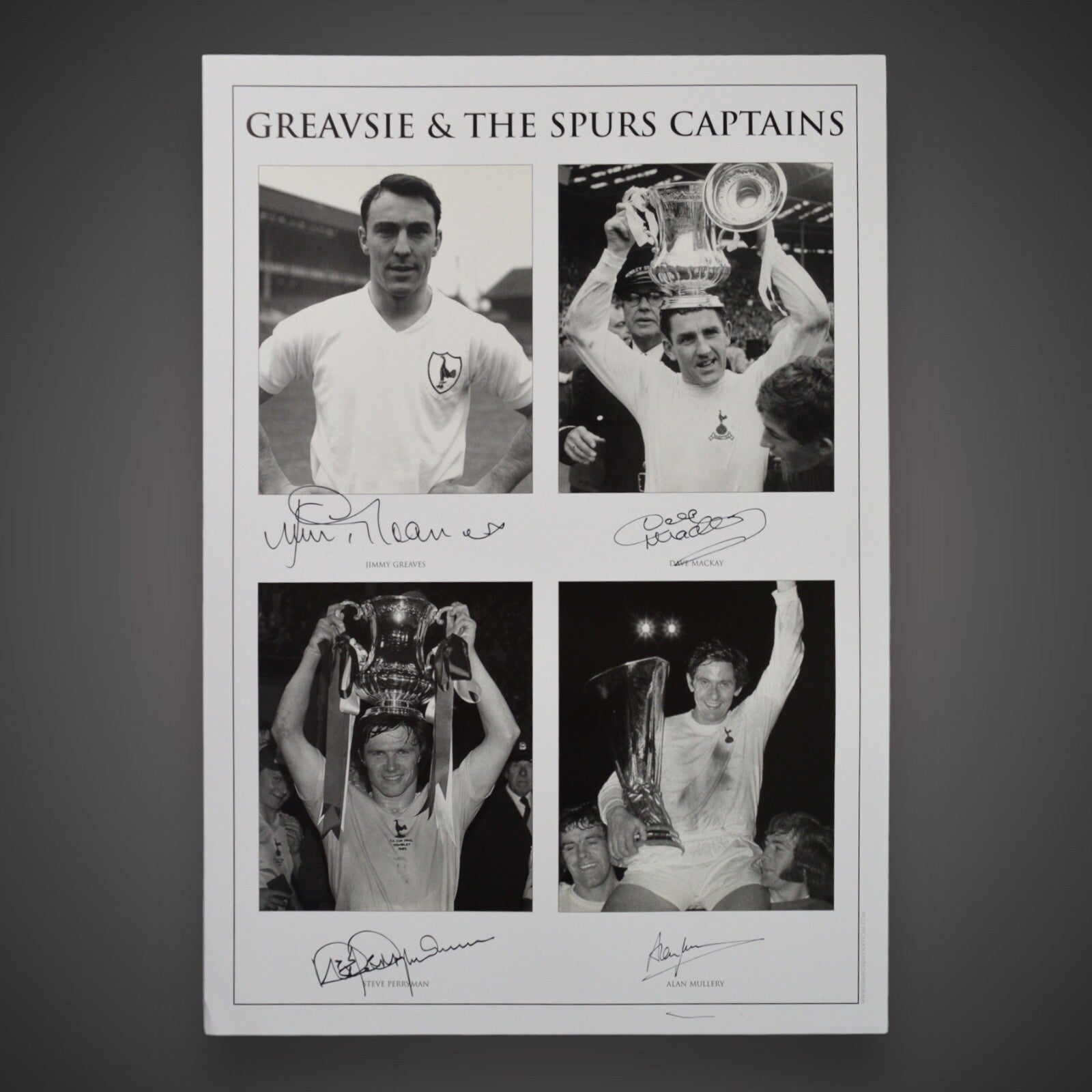 Signed Spurs Greats Jimmy Greaves,Dave MacKay, Steve Perrymann & Alan Mullery A20
