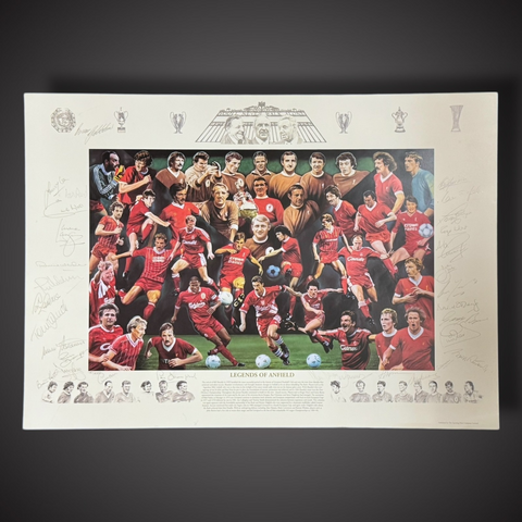 LIVERPOOL LEGENDS ART PRINT 29 Signatures Inc Hughes Fantastic item £1990