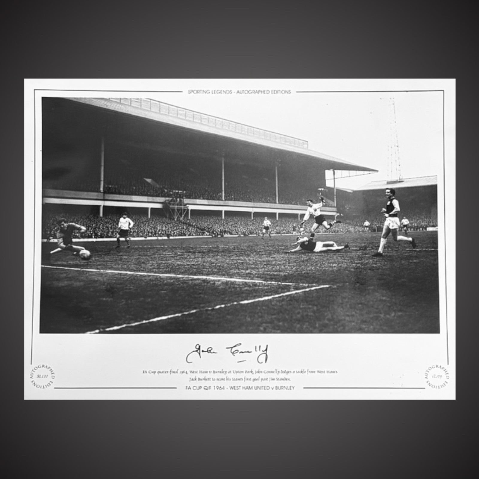 Framed John Connelly Signed Burnley Photo FA Cup Quarter Final Autograph 16X201