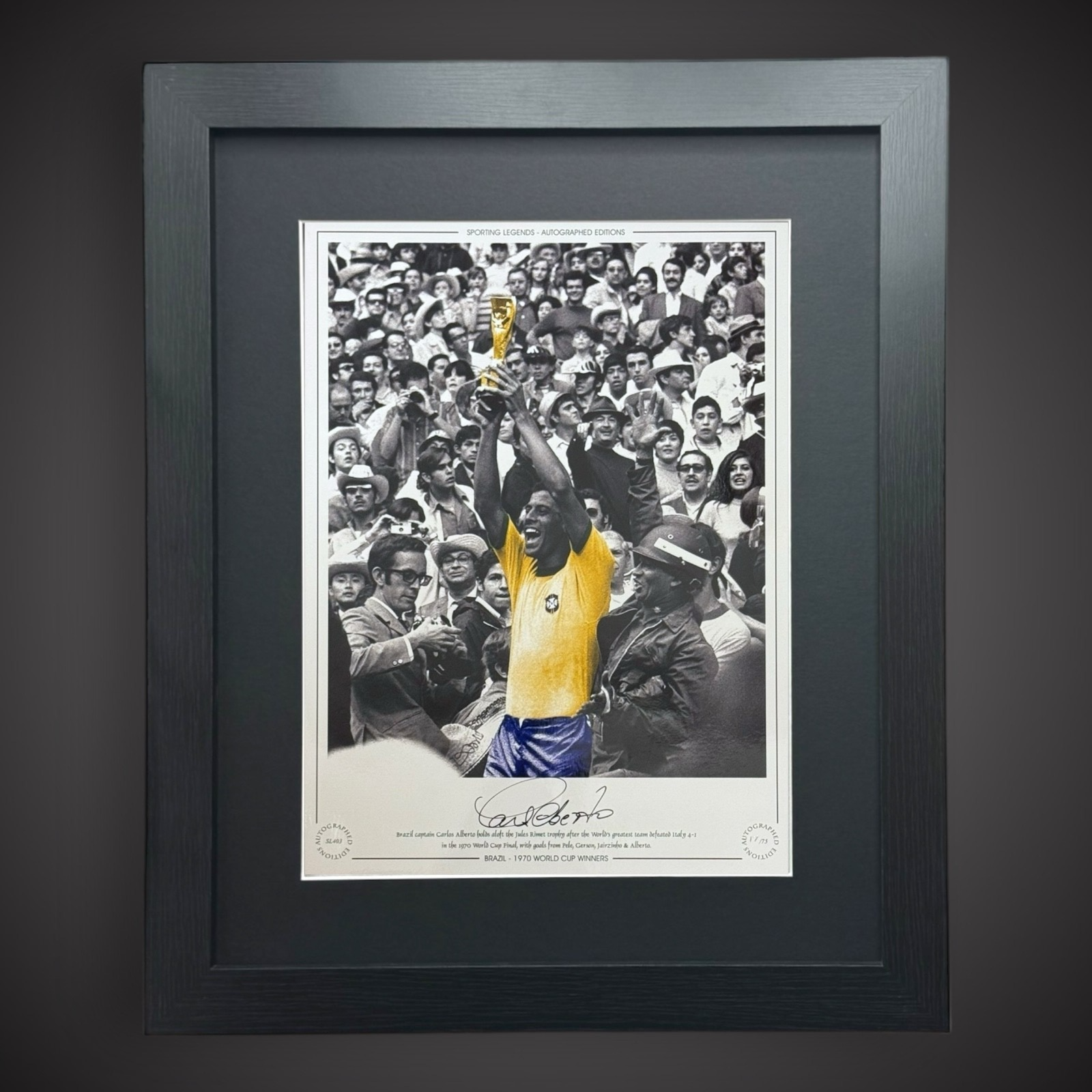 Framed Brazil 1970 World Cup Winners The Late Great Carlos Alberto Signed £129.90