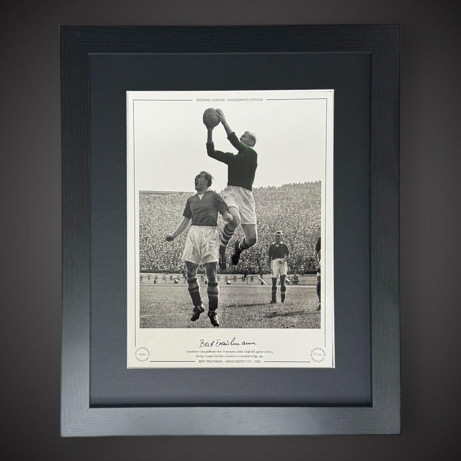 FRAMED Bert Trautmann Signed Manchester City Photo - 1955 Autograph £450