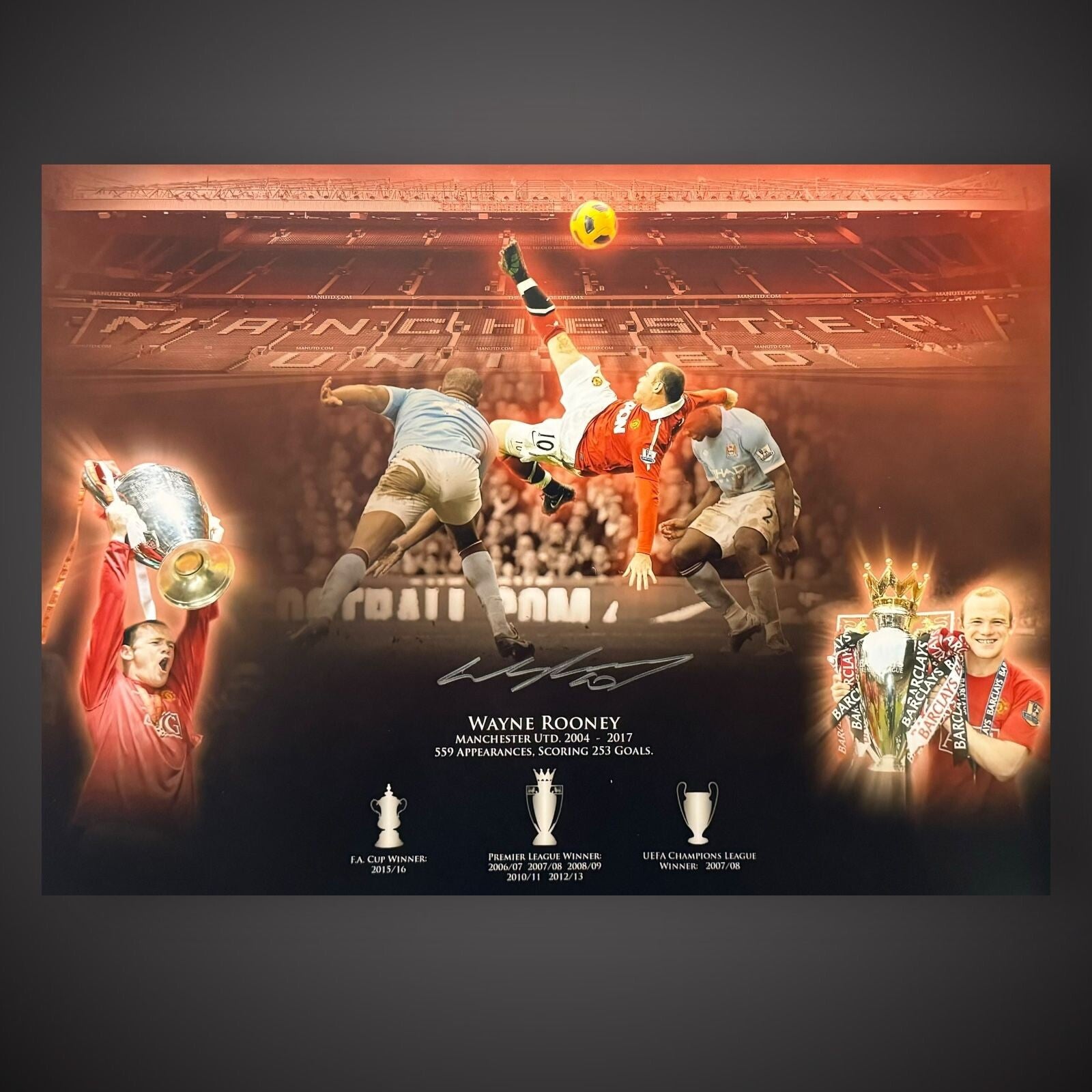 Wayne Rooney Hand Signed Manchester United Brand New Stats Montage Photo £39.990