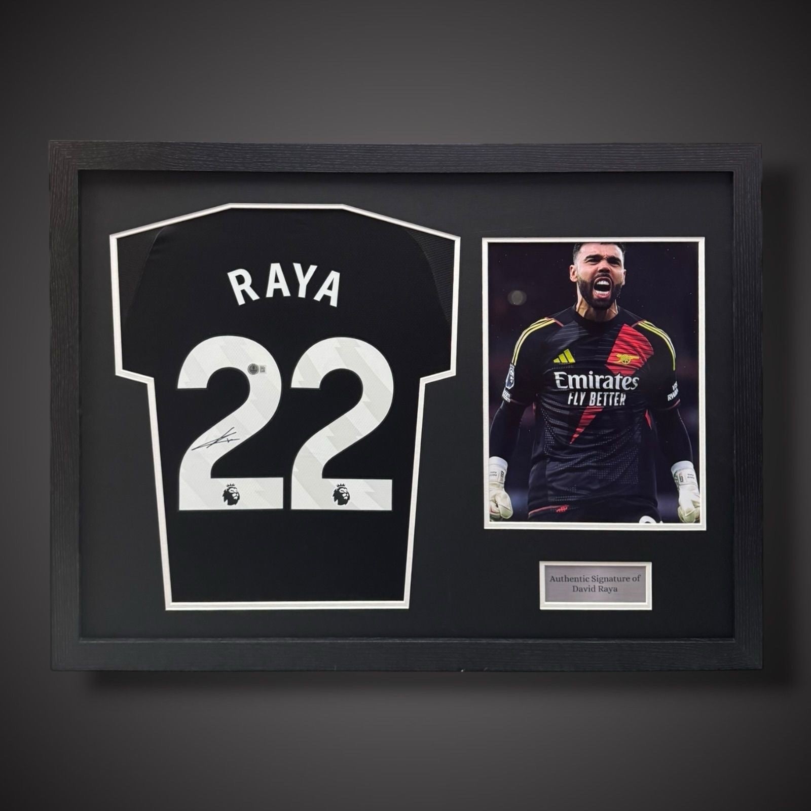 David Raya Arsenal Goalkeeper Hand Signed Pano Framed Shirt With COA £3250