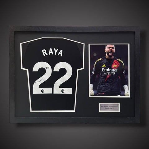 David Raya Arsenal Goalkeeper Hand Signed Pano Framed Shirt With COA £3250