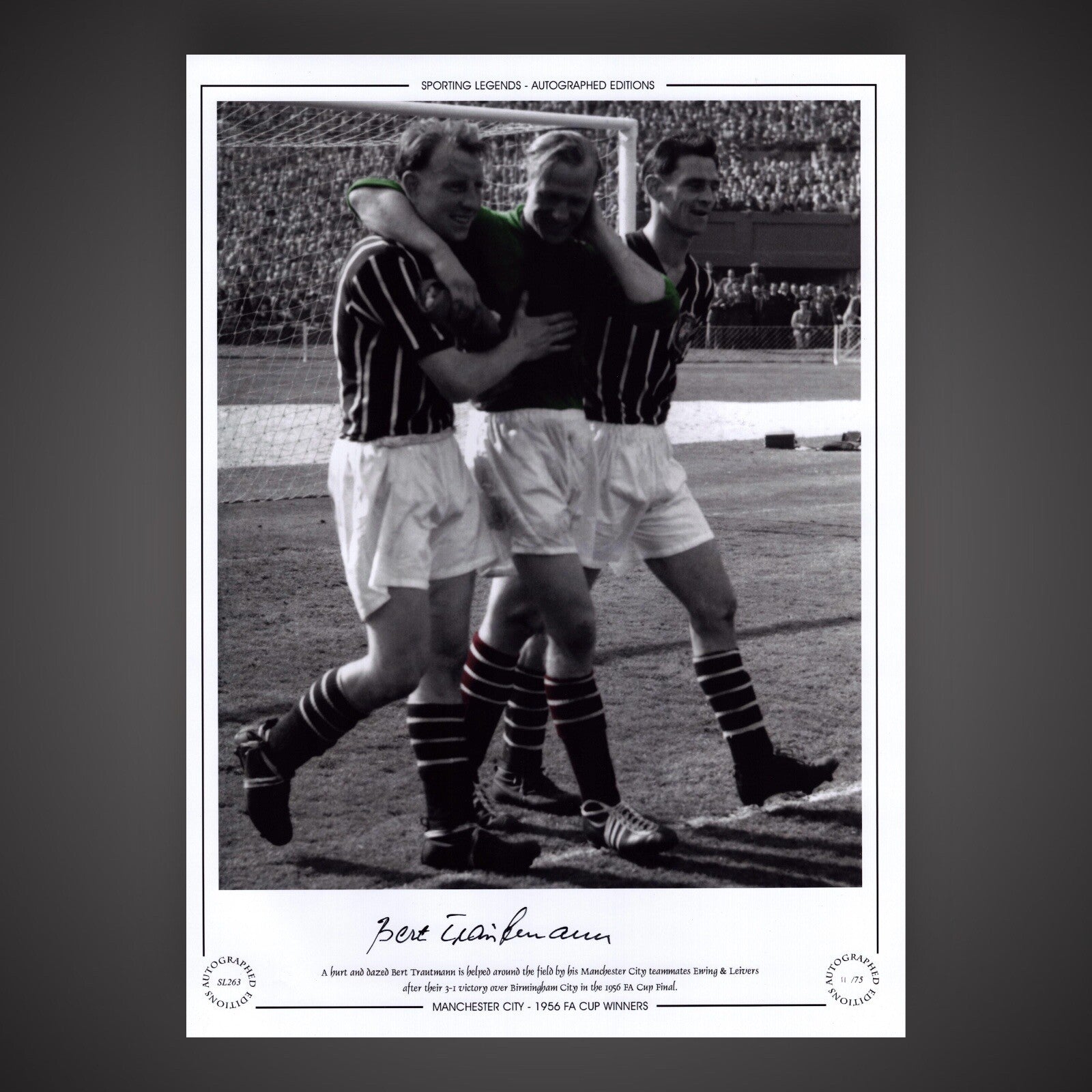 FRAMED 1956 FA Cup Winners Manchester City- Bert Trautmann Hand Signed Photo £451