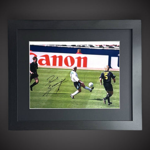 Framed England - Paul Gascoigne Hand Signed Football Photo With COA £49.99 16X200