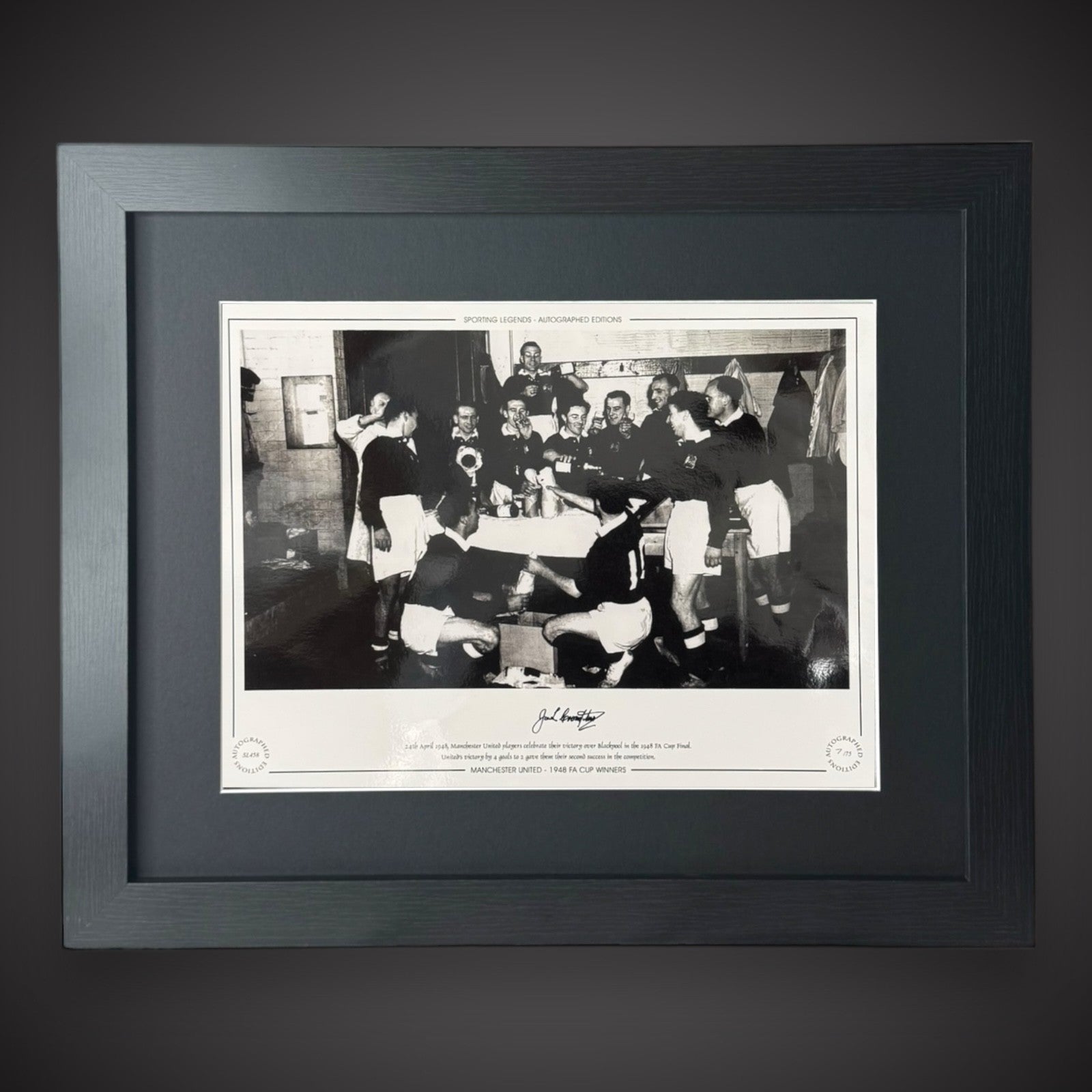 FRAMED Manchester United 1948 FA Cup Winners- Jack Crompton  Signed Photo £450