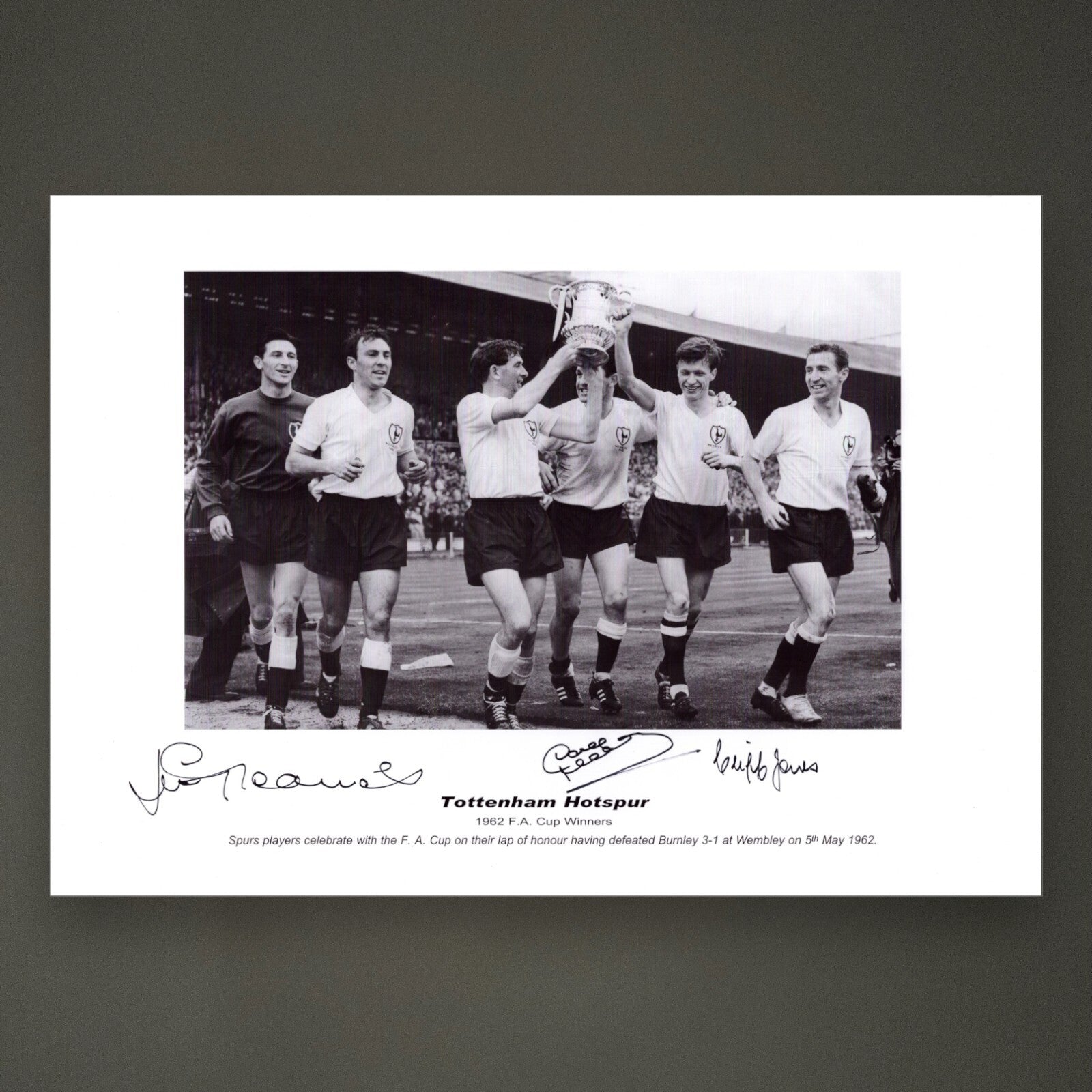 Framed Tottenham Hotspur Greaves, Mackay And Jones  Hand Signed Photograph 16X201