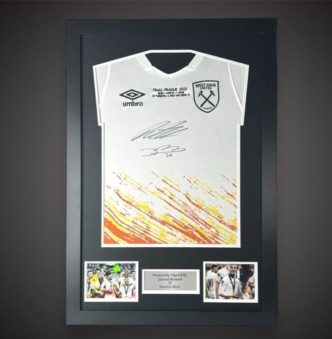 Framed - Jarrod Bowen & Declan Rice Hand Signed West Ham Football Shirt  £3490