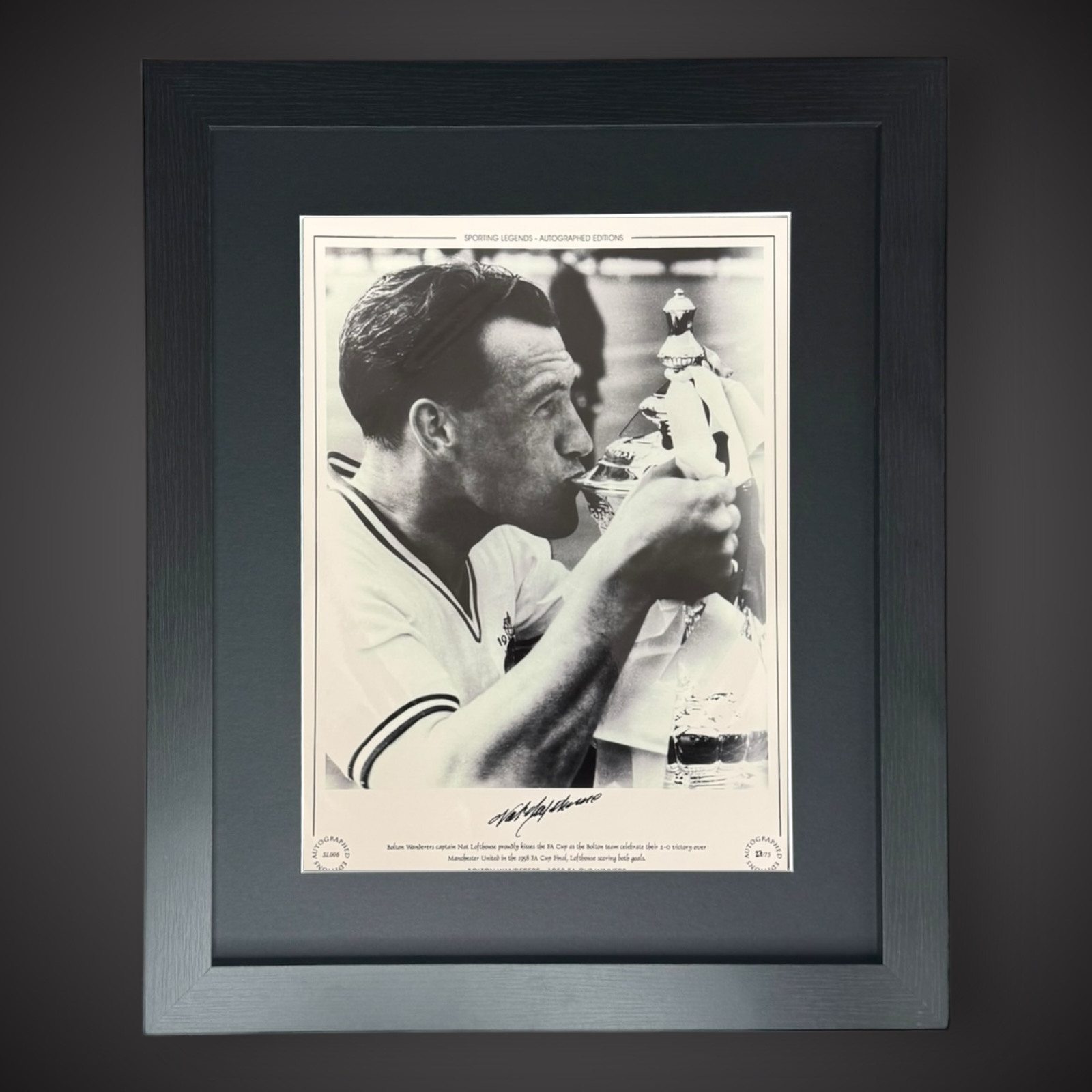 FRAMED Bolton Wanderers - Nat Lofthouse Hand Signed Photo £450