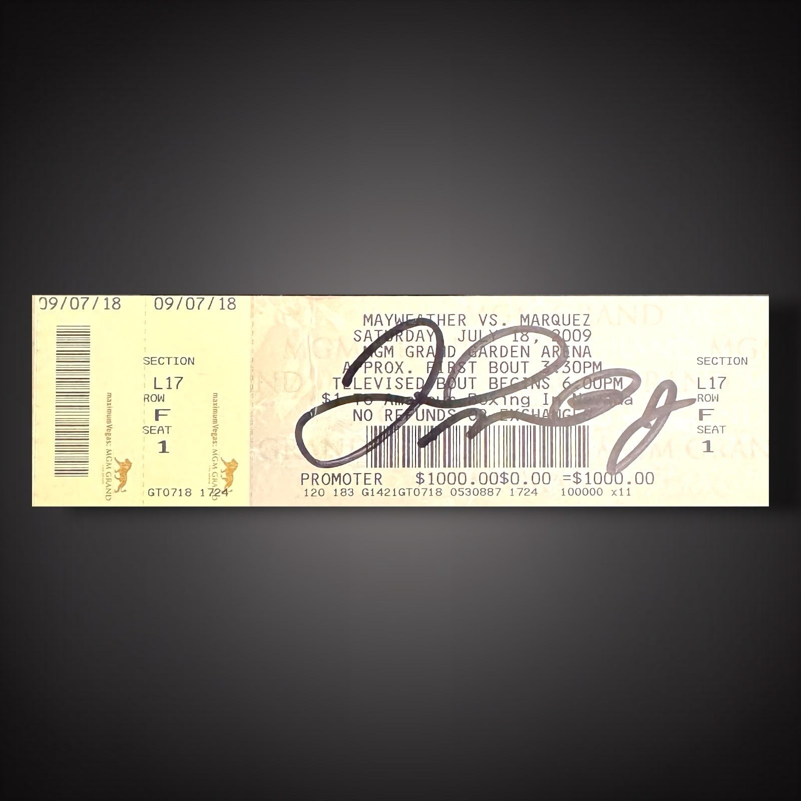 Floyd Money Mayweather Vs Marquez Fight Ticket Hand Signed £5490