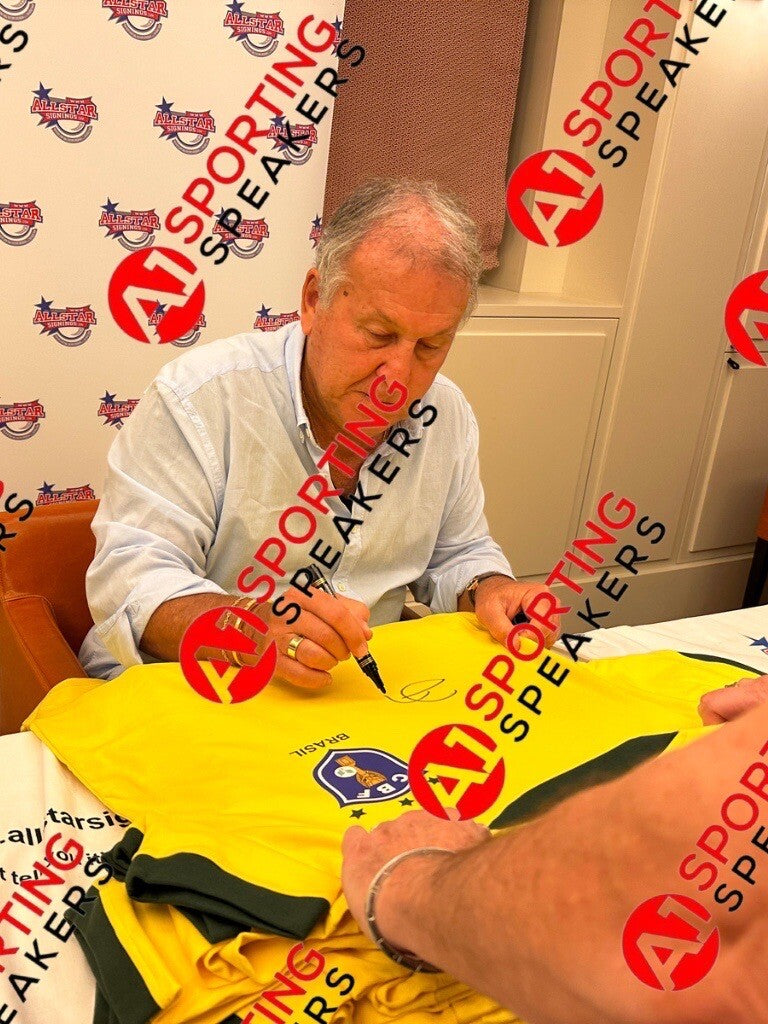 Framed  Zico Hand Signed Brazil Retro 1982 Shirt With COA £3091