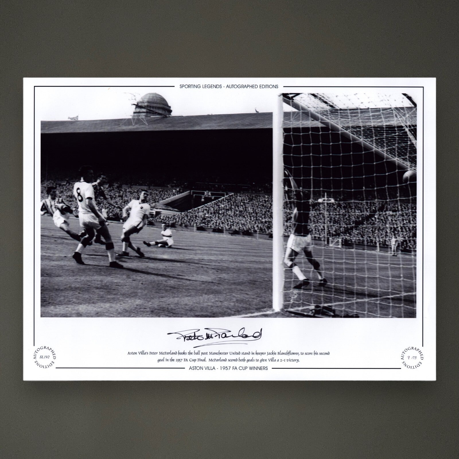 Peter McParland Hand Signed 16x12 Photograph - Aston Villa £19.990