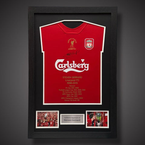 Framed Steven Gerrard Stats Hand Signed Liverpool Shirt With COA £2990