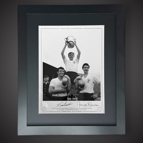 Framed TOTTENHAM HOTSPUR  1962 FA CUP PHOTO SIGNED BOBBY SMITH & MAURICE NORMAN0