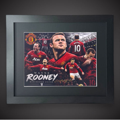 Framed - Wayne Rooney Manchester United Hand Signed Photo With COA0