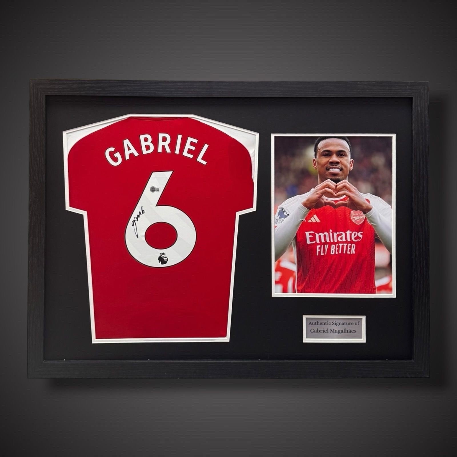 Gabriel Magalhaes Hand Signed Arsenal Football Shirt In A Pano Frame £3240