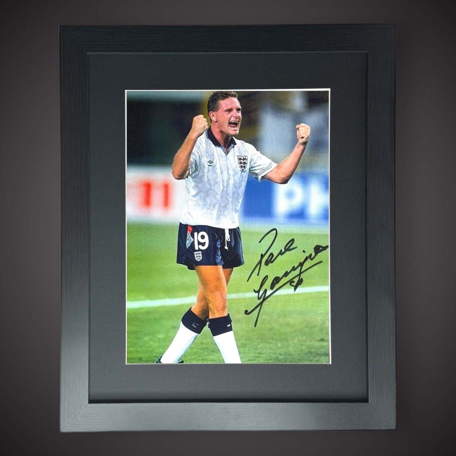 Framed Paul Gascoigne Hand Signed England Football Photograph With COA £49.990