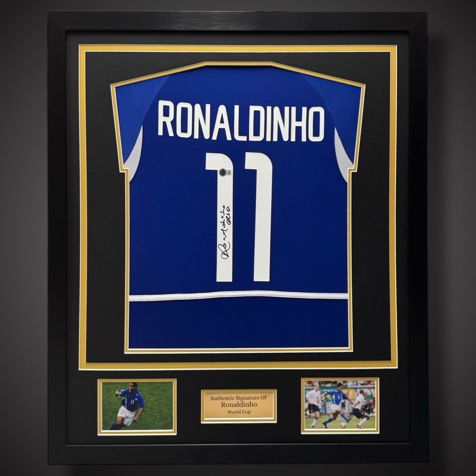 Ronaldinho Hand Signed Brazil Football Shirt Deluxe Framed - World Cup £7000