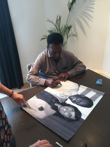 Pele & Moore Montage SALE Signed By Pele Photo Slightly Faded Signature £1506