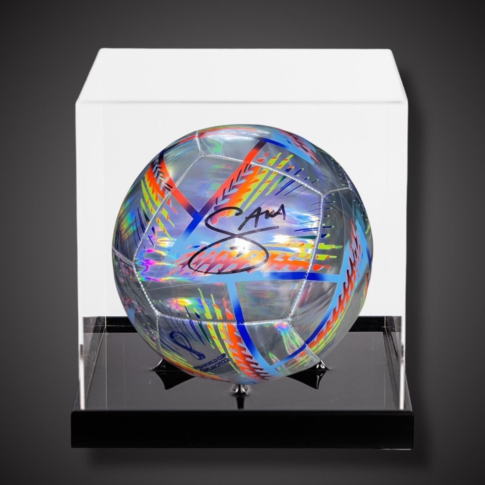 Bukayo Saka Signed Football, Beckett Authenticated In A Acrylic Case £3500