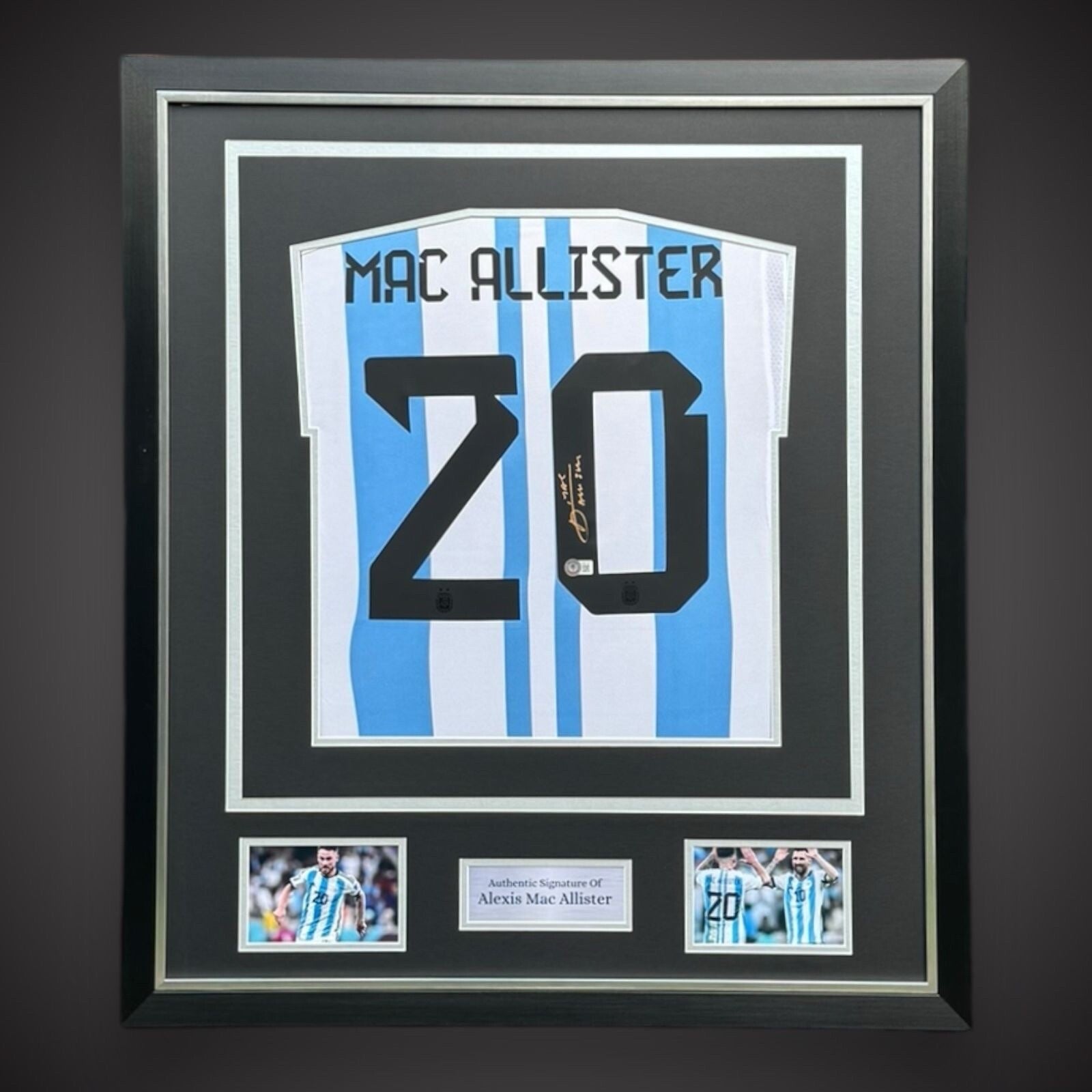 Alexis Mac Allister Hand Signed Argentina Football Shirt Deluxe Framed £3490